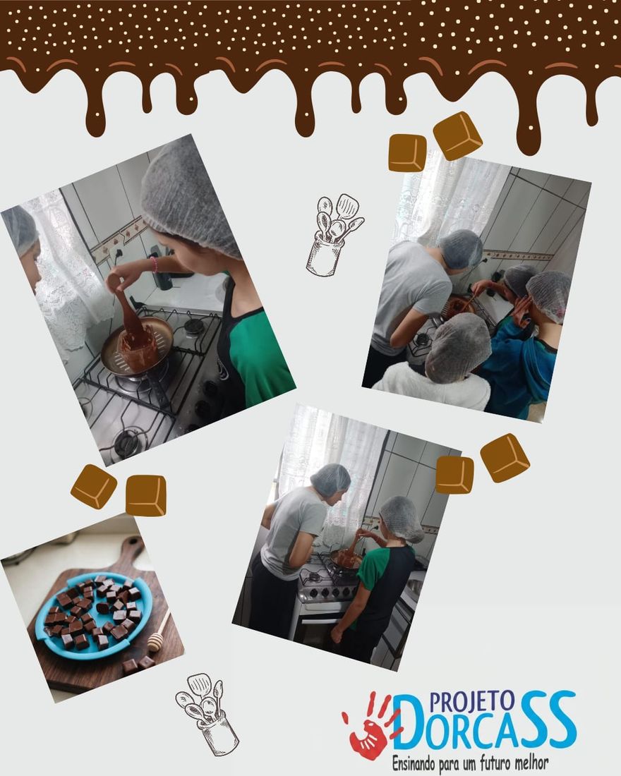 Publicação do projeto com uma colagem de fotos da aula de culinária